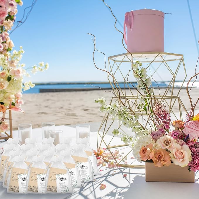 Ctosree 100 Set Wedding Favors for Guests Bulk Include 100 Pcs Self Adhesive Seed Packets Kraft Paper Seed Envelopes Let Love Grow Cards and Organza Gift Bags for Bridal Shower(Classic)