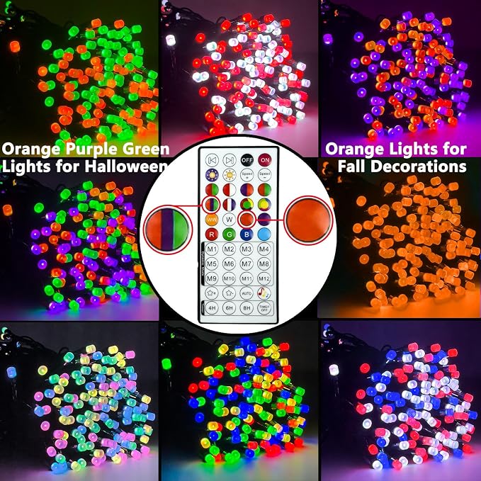 Smart Color Changing Fall Lights String 66 FT 200 LED Orange App Remote | Fall Decor, Orange Purple Halloween Lights,Music Syn, Multicolor and Modes, Custom Timer Settings, Indoor Outdoor Waterproof