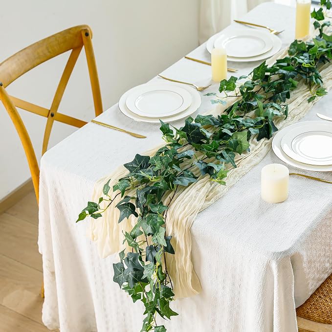 ucky Green Ivy Vines Total 24FT 4 Pack Artificial Plant Silk Fake for Wall Hanging Decor Greenery Ceiling Decor Home Decor Outdoor Decor Wedding Decoration Vines Aesthetic Room Decor （Green）