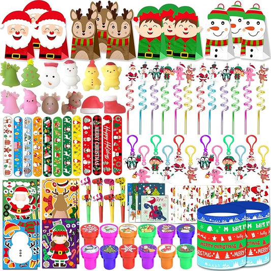 PLOUGVI 316Pcs Christmas Party Favors for Kids, Xmas Birthday Party Supplies Decor, Christmas Goodie Bag Stuffers, Advent Calendar Pinata Fillers, Classroom Rewards Prize, Stocking Stuffers for Kids