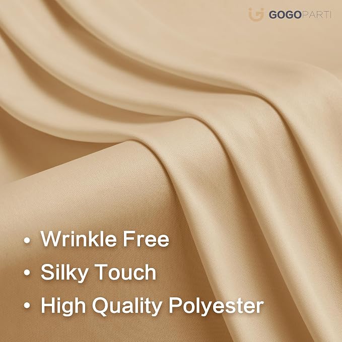 30x14ft Beige Backdrop Curtains for Wedding Party, 6 Panels 14 ft Long Back Drop Cloth, Wrinkle-Free Polyester Drapes for Birthday, Baby Shower, Stage Photography Background