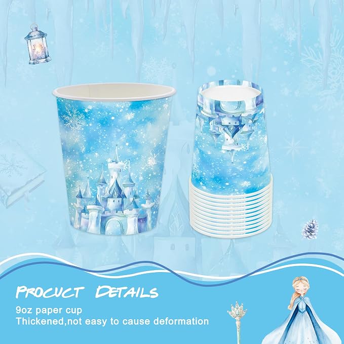 120 PCS Frozen Birthday Party Supplies Frozen Princess Themed Party Decorations for Kids Birthday for 20 Guests