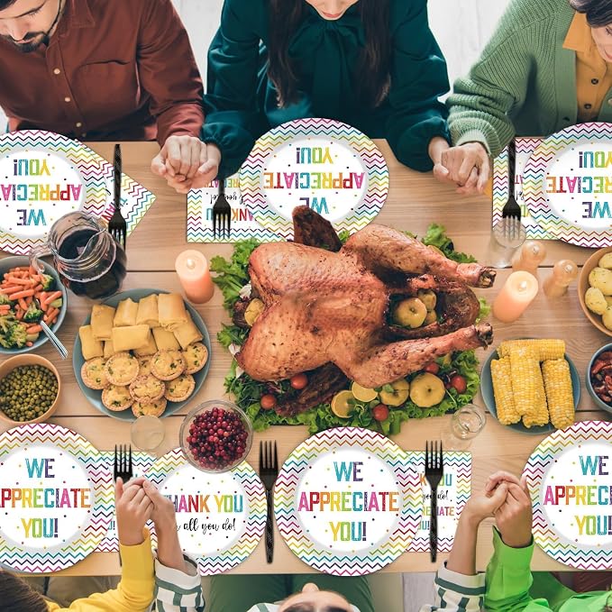 200pcs Thank You Plates Napkins We Appreciate You Party Tableware Set Teacher Appreciation Dinnerware Be Thankful to Teacher Mother Doctor Paper Plates for Congrat Graduate Decor Supplies Serve 50