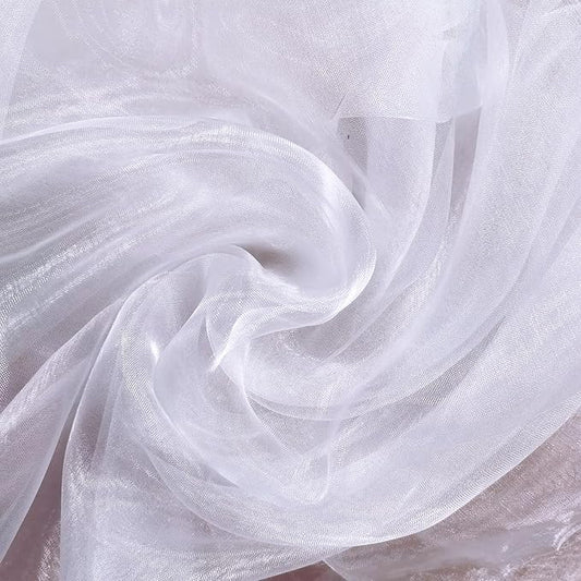 YYCRAFT Sheer Organza Fabric by The Yard for Curtain Weddings Decor 10 Yards,Solid White