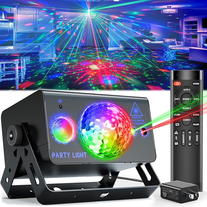 Party Lights Dj Disco Ball Light, LED Stage Strobe Lights Sound Activated with Remote Control for Xmas Club Bar Parties Holiday Christmas Birthday Wedding Home Decorations