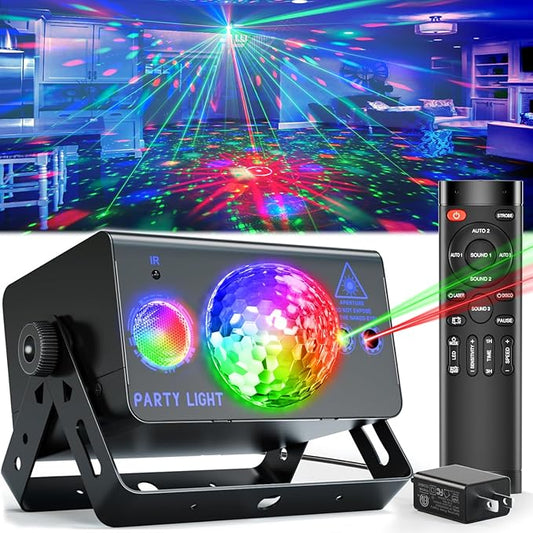 Party Lights Dj Disco Ball Light, LED Stage Strobe Lights Sound Activated with Remote Control for Xmas Club Bar Parties Holiday Christmas Birthday Wedding Home Decorations