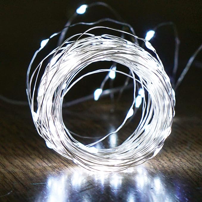 Fairy Lights Battery Operated 100 LED 33 ft Twinkle Starry Firefly LED String Lights with Timer 8 Modes Remote Waterproof for Christmas Party Bedroom Wedding 4 Pack (White)