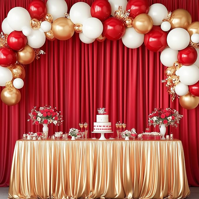 10x12 ft Red Backdrop Curtains for Wedding Parties, Wrinkle Free Polyester 12 ft Long Photo Backdrop Drapes Back Drop Cloth for Birthday Baby Shower Ceremony Photography Background