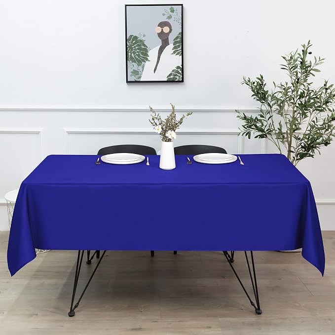 sancua Rectangle Tablecloth - 54 x 108 Inch - Stain and Wrinkle Resistant Washable Polyester Table Cloth, Decorative Fabric Table Cover for Dining Tables, Buffet Parties and Camping, Blue