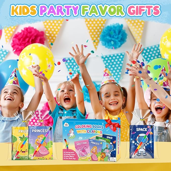 ZMLM 48 Pack Coloring Books for Kids with Crayons,Graduation Party Favors for Kids 4-8, Goodie Bags Stuffers for Toddlers, Classroom Prizes Birthday Return Gifts (Party)