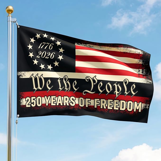 FLAGWIX 250 Years American Patriotic Grommet Flag - Polyester Double-sided Yard Flags For Outside, 3x5 ft - 250 Anniversary 4th of July Decorations for Home Yard Garden Decor Banner, Gifts for Men