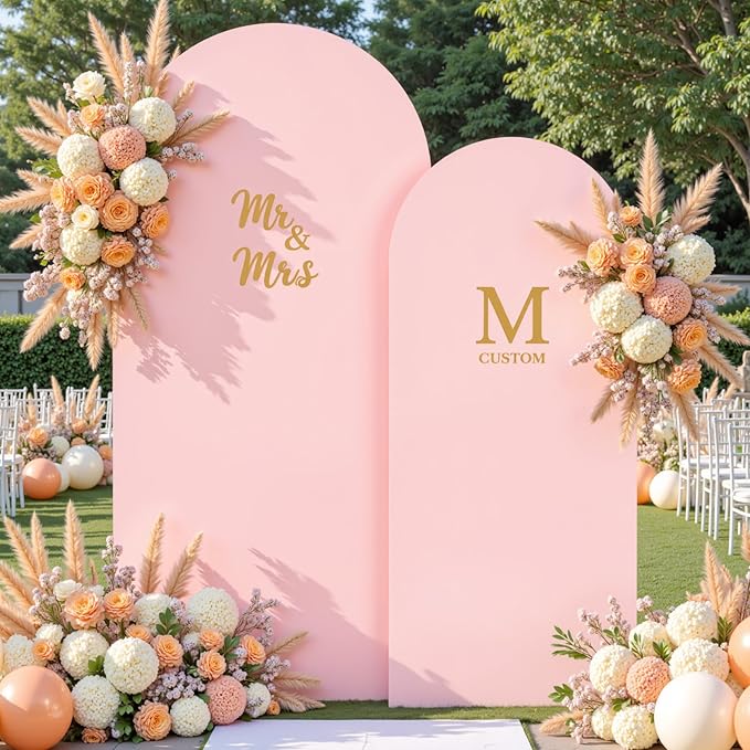 Dusty Rose Arch Cover 2 Set-7.2 and 6ft Dusty Pink Arch Backdrop Cover Spandex Wedding Arch Stand Covers for Baby Shower Girls Birthday Party Bridal Shower Wedding Photo Balloon Arches Background