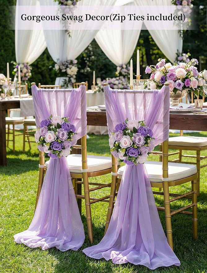 BLOSMON Wedding Rose Centerpieces Tables: Purple Lilac Pink Fake Roses | 10 Pcs Faux Flowers Balls Arrangement for Table Decor - Artificial Silk Floral Bouquet with Base Party Reception Decorations