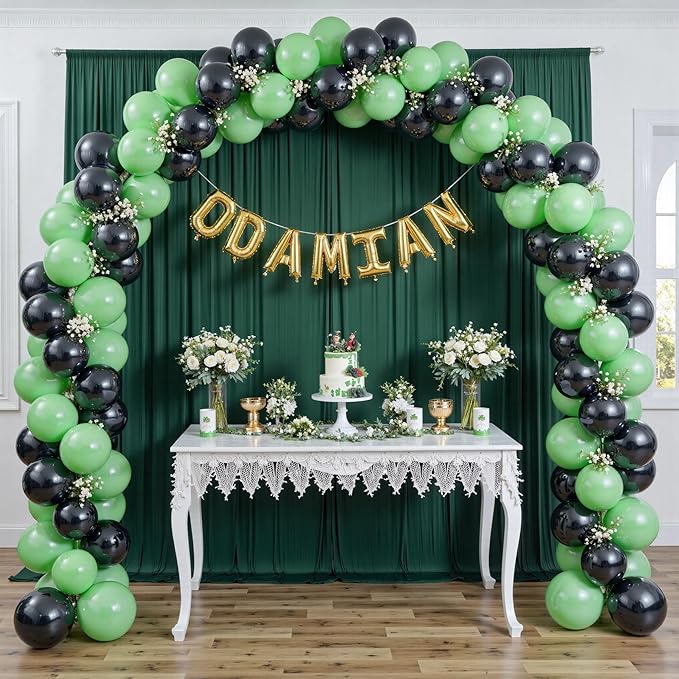 10 ft x 10 ft Wrinkle Free Hunter Green Backdrop Curtain for Parties, Polyester Dark Green Photo Backdrop Drapes 2 Panels 5x10ft for Baby Shower Wedding Birthday Party Photography Curtains