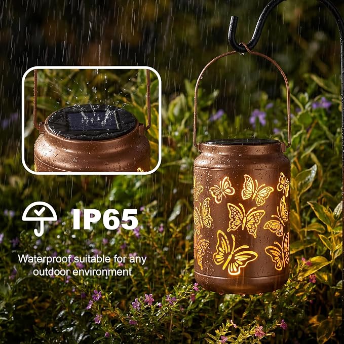 Edenseelake Butterfly Solar Lanterns Outdoor Waterproof, Mothers Day Garden Decor Gifts for Mom, Women, Grandma, Outdoor Hanging Lantern for Patio, Porch, Yard, Pathway