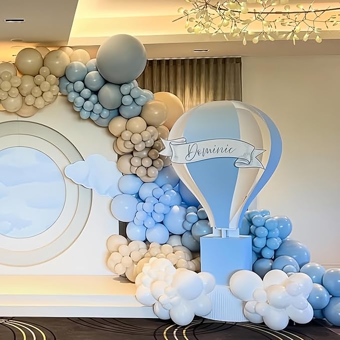 Dusty Blue and White Balloon Arch, Slate Blue Pearl White Ivory Balloon Garland, Different Sizes 18/12/10/5 Inch for Baby Shower Gender Reveal Bridal Shower Wedding Birthday Party Decorations