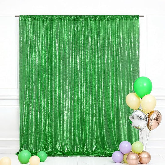 Eternal Beauty Green Sequin Backdrop, 20x10 Ft Glitter Background Curtains for Christmas Shimmer Photography Party Wedding Birthday Back Drop Decor