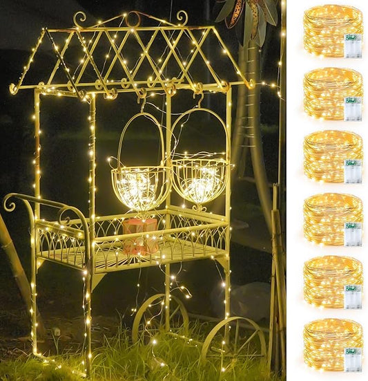 YEGUO Fairy Lights Battery Operated, 6 Packs Each 16ft 50 LED String Lights, Christmas MIni Lights Indoor for Bedroom Wedding Party Holiday Gift(Warm White)