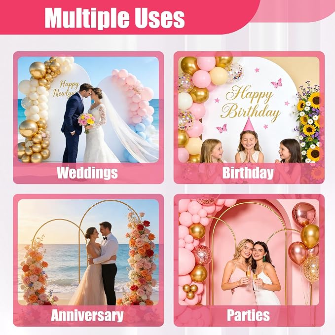 Arch Backdrop Stand and White Cover Set of 3(7.2FT/6.6FT/6FT),Wedding Arch Backdrop Stand,Balloon Arch Stand Metal Frame for Wedding Birthday Baby Shower Party Garland Ceremony Decor