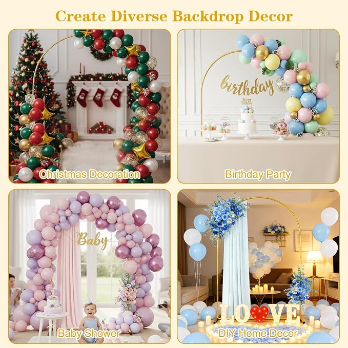 7.2 FT Metal Arch Backdrop Stand, Gold Wedding Arch Frame, Floral Balloon Arch Stand for Birthday Baby Shower Bridal Anniversary Graduation Ceremony Party Backdrop Decoration