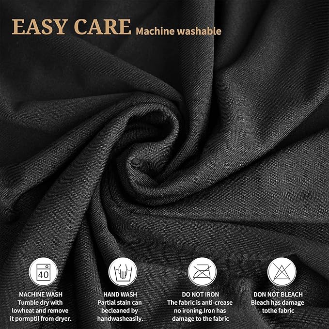 6 Packs Round Cocktail Table Skirt 32"x 43" Spandex Stretch Cocktail Tablecloth with Wavy Drapes, Black Spandex Fitted High Top Table Covers for Wedding Bar Party Birthday Banquet Table