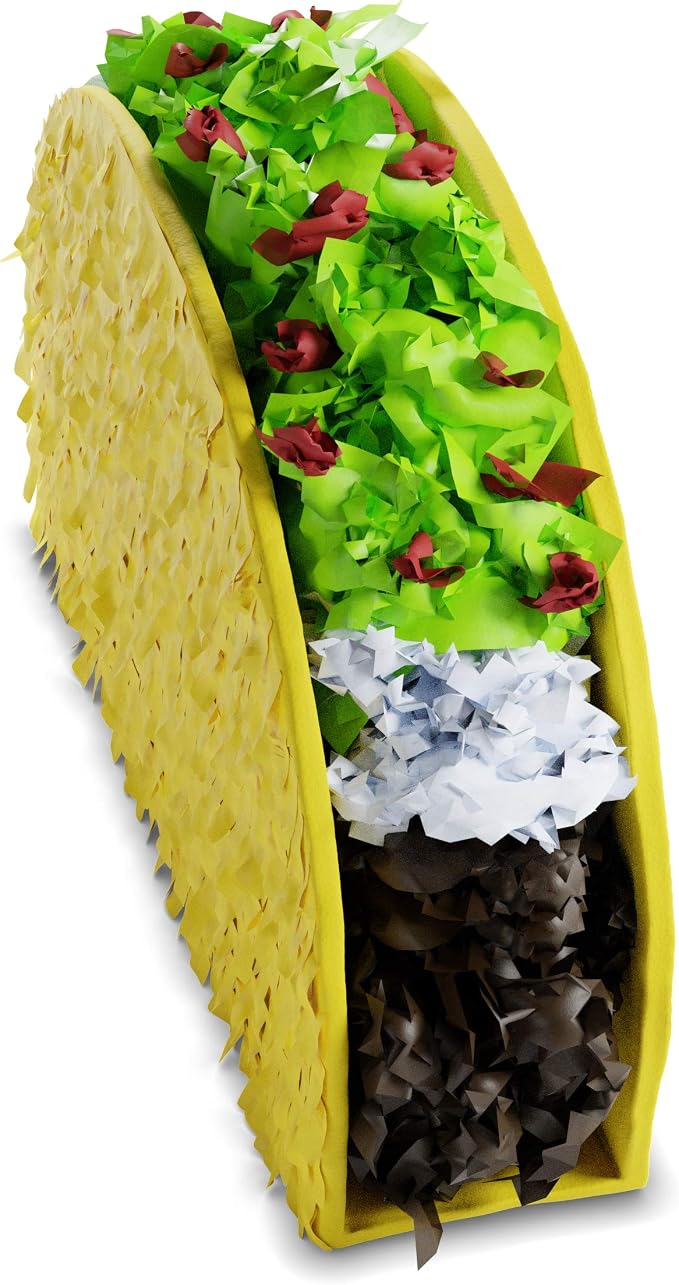 Jergrim Taco Tuesday Piñata 4-piece set 16x11x3 inches, Great for Taco Bout Parties, Decorations, Birthday pinata, Mexican Fiesta Bash, Cinco de Mayo, fits Candy/Favors