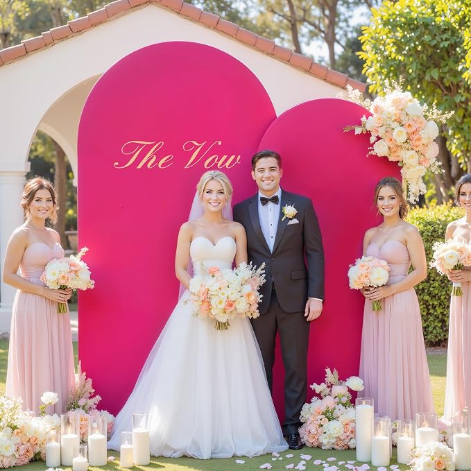 Pink and Hot Pink Arch Cover 7.2FT 6FT Wedding Arch Backdrop Covers Set of 2 Stretchy Spandex Balloon Arch Backdrop for Baby Bridal Shower Birthday Graduation Party Decor Banquet Photo Background