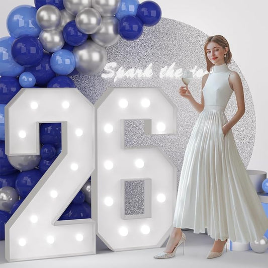 4FT 26 Marquee Numbers, Large Light Up Numbers 26 for 26th Birthday Decorations