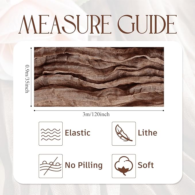 Wokceer Cheesecloth Table Runner 6Pack 10FT Brown Boho Gauze Cheese Cloth Table Runner for Party Long Rustic Sheer Table Runners for Baby Bridal Shower Wedding Easter Table Decor
