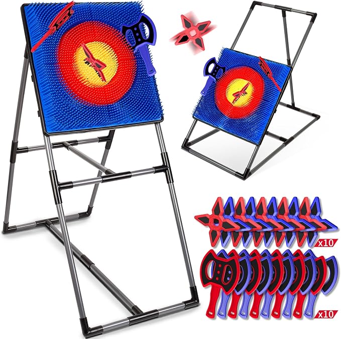 Axe Throwing Game for Backyard, Axe Throwing Target Set with 20 Throwing Axes Outdoor Games Indoor Carnival Yard Lawn Backyard Games for Age 6-12