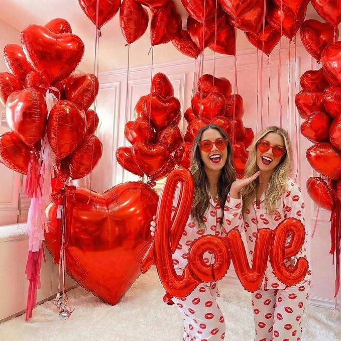 Valentines Day Balloons with Heart-Shape, love Foil Balloons for Romantic Special Night Decorations and WILL YOU BE MY GIRLFRIEND，Engagements, Proposals, and Valentine's Day XXOO gals