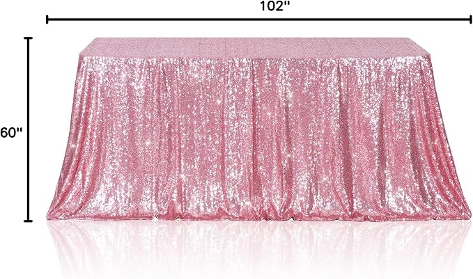 Poise3EHome Fuchsia Pink Sequin Tablecloth 60×102 Inch Rectangle Sparkly Fabric Table Cloth for Birthday Wedding Party Valentine Holiday Baby Shower Christmas Decoration