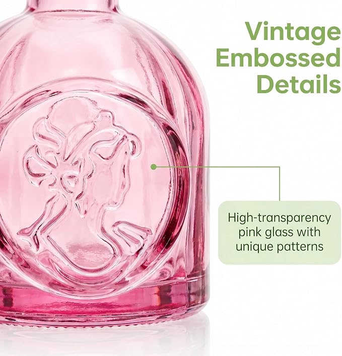 Mini Bud Vases Centerpieces for Tables,Clear Bud Vases for Flowers,Small Flower Vases Suitable for Birthday Party,Anniversary,Wedding Reception,Baby Shower (Pink, 12PCS)