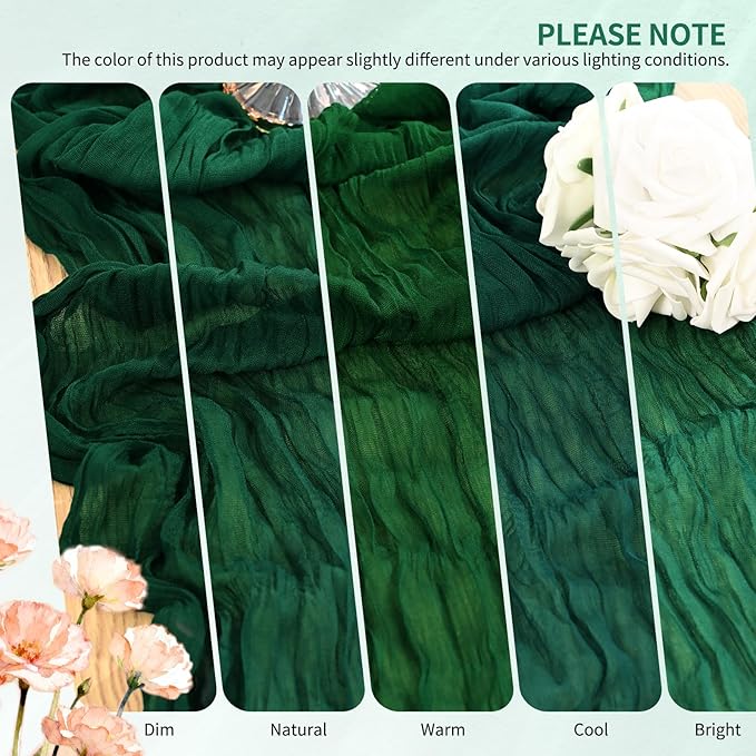 18 Pack Cheesecloth Table Runner 10FT Emerald Green Table Runner Boho Gauze Cheese Cloth Table Runners Long Rustic Sheer Table Decorations for Wedding Party Baby Bridal Shower Birthday Holiday Home