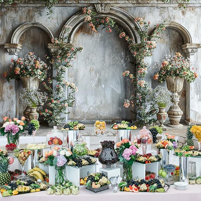Baocicco 20x10ft Flower Castle Wall Photography Background Vintage Arch European Palace Victoria Wall Backdrop Women Themed Party Birthday Decorations Bridal Shower Ceremony Engagement Photoshoot