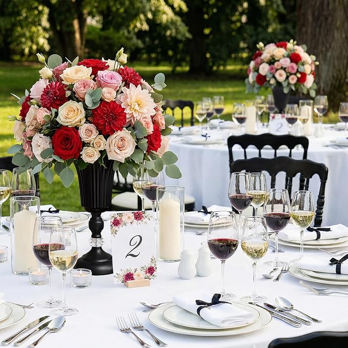 11.6 inches Metal Wedding Flower Trumpet Stripe Vases Table Centerpieces for Artificial Flower Arrangements for Anniversary Celebration/Wedding/Party/Birthday Event Aisle Home Decor (Black, 2pcs)