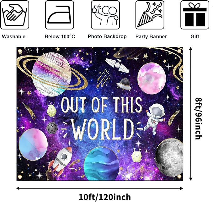 Avezano Space Galaxy Backdrop Out Space Galaxy Planets Astronaut Baby Shower Background for Photography Cosmic Starry Universe Theme Newborn Banner (10x8ft)