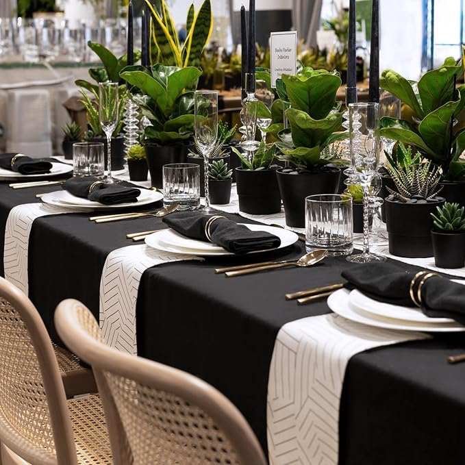 sancua Black Tablecloth for 4 Foot Rectangle Tables - Rectangular 60x84 Inch Washable Polyester Fabric Table Cloth, Reusable Decorative Table Cover for Dining Wedding Party Birthday Banquet Reception