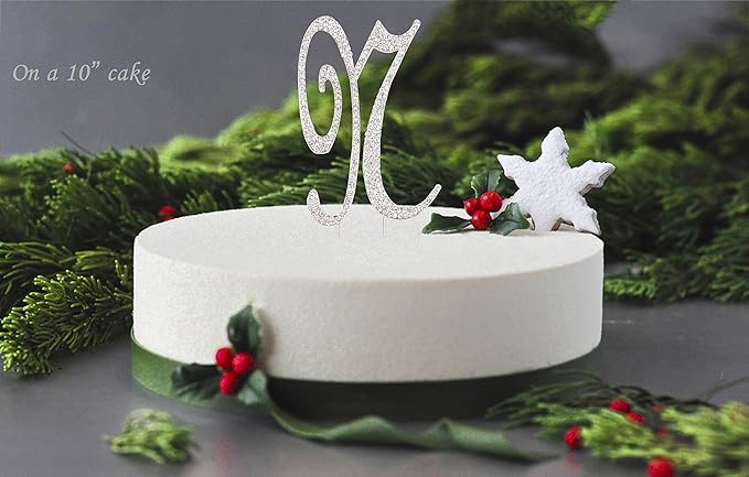 LOVENJOY Gift-Boxed 2.8" Rhinestone Letter N Cake Topper Wedding Birthday, Silver