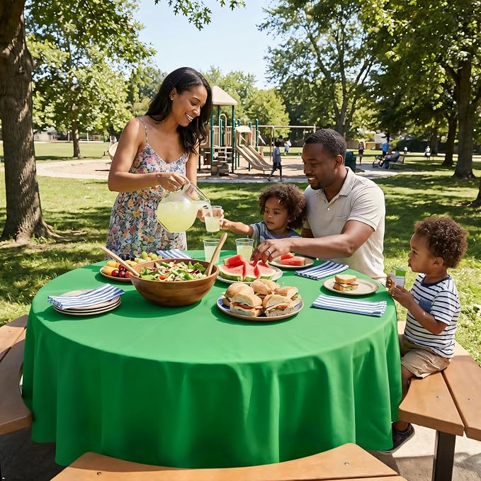 8 Pack Green Round Tablecloth 90 Inch Wrinkle Resistant Round Green Table Cloth Reusable and Washable Polyester Fabric Table Covers for Holiday Buffet Wedding Party and Banquet