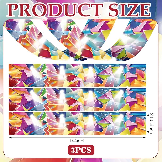 Feifeiya 3 Pcs 36 ft Illumination Station Ceiling Decorations 2026 Glow VBS Decorations Colorful Disco Party Decoration for Church Vacation Bible School Christian Party Decoration