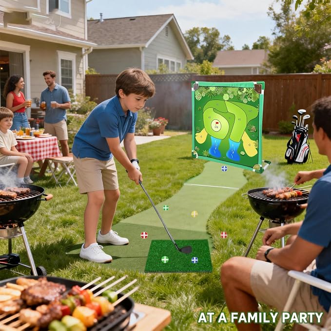 Kids Golf Chipping Game Set for Boys, Girls and Adults, Indoor Outdoor Mini Golf with Balls, Club, Backyard Party Birthday Gifts (67 Golf Chipping Game)