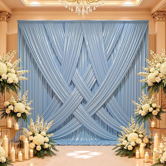 20ftx10ft Blue Sequin Backdrop Curtain Panels for Parties, Wrinkle Free Glitter Photo Backdrop Drapes 4 Panels Shimmer Back Drop Cloth for Wedding Birthday Christmas Photography Background