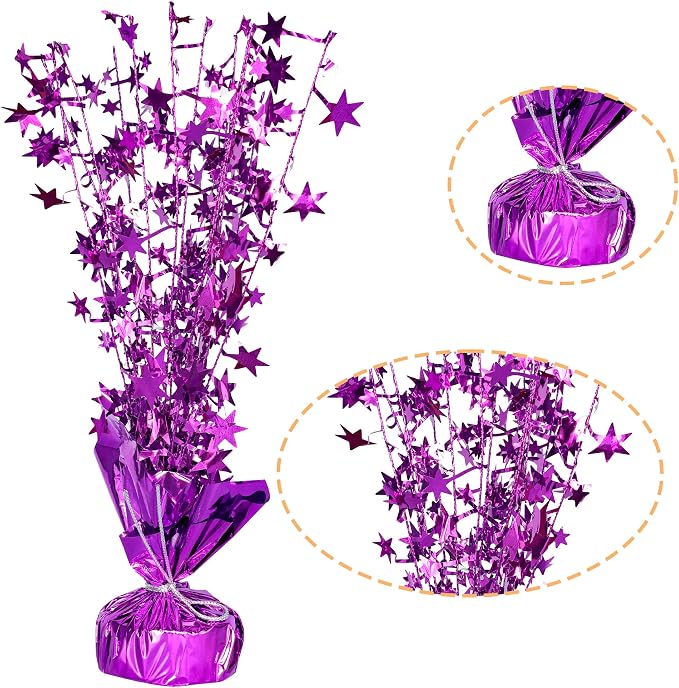 Gyufise 6 Pack Metallic Foil Spray Centerpiece Star Table Decoration Burst Table Centerpieces Table Decor for Birthday Wedding Anniversary Graduation Holiday Party Supplies Purple