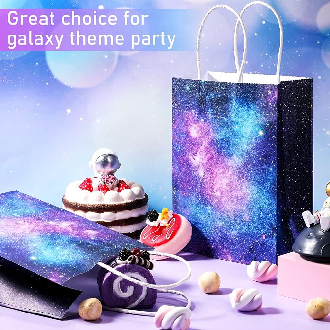 Containlol 32 Pcs Galaxy Party Bags Outer Space Party Gift Bags Goody Candy Boxes for Solar System Planet Birthday Baby Shower Supplies
