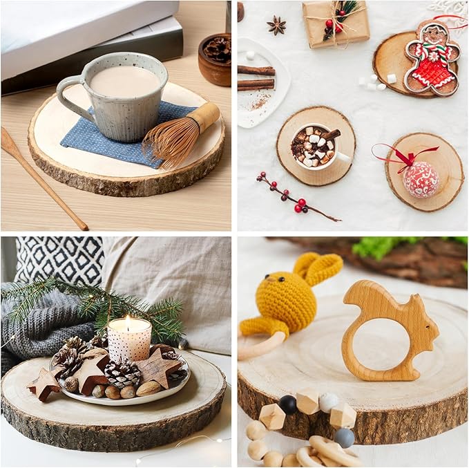 10 Pcs Natural Wood Slices.7-8 Inch Wood Rounds for Weddings Centerpieces Decor. Wood Circles & Slabs for DIY Painting Crafts.Wood Centerpieces for Tables and Baby Shower Centerpieces.