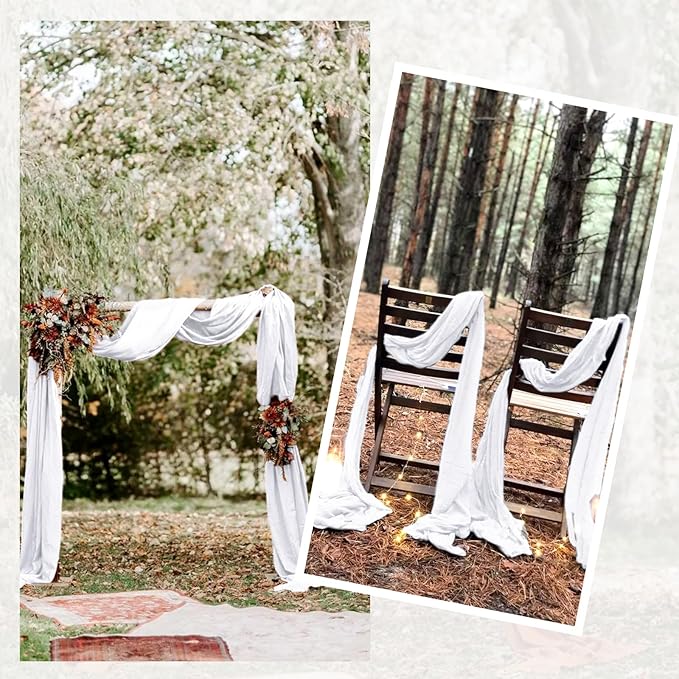 10 Pack White Table Runner 10Ft Cheesecloth Table Runner Boho Gauze Table Runners Romantic Long Sheer Fabric Cheese Cloth Table Runners for Wedding Party Bridal Shower(White)