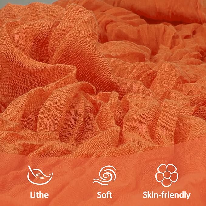 12 Pack Orange Cheesecloth Table Runner 10Ft Spring Gauze Cheese Cloth Table Runner 35x120 Inch Boho Sheer Rustic Fabric for Party Decor Baby Shower Wedding Holiday Decorations