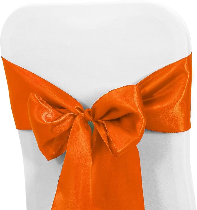 Obstal 50 PCS Satin Chair Sashes Bows for Wedding Reception- Universal Chair Cover Back Tie Supplies for Banquet, Party, Hotel Event Decorations