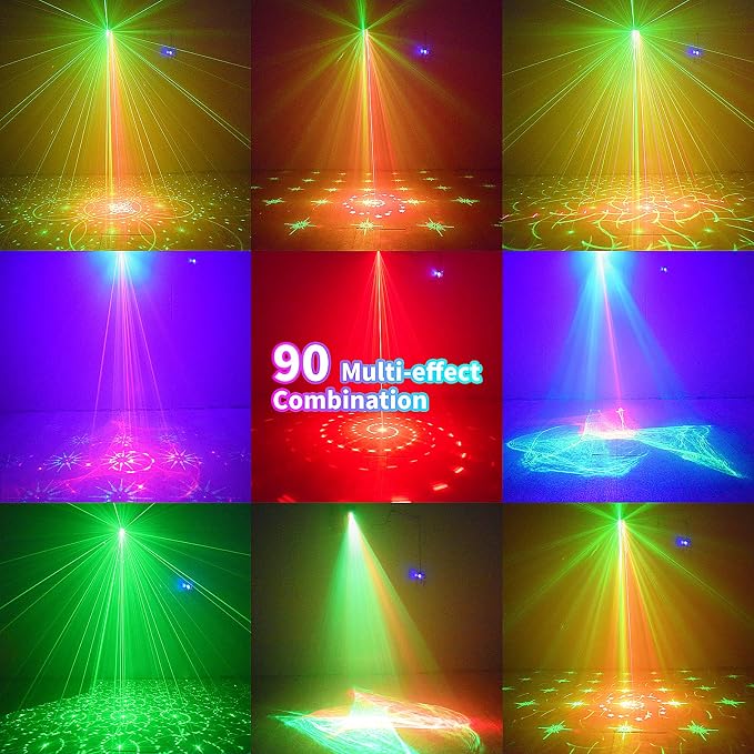 Enjoyedled DJ Disco Stage Party Lights - Northern Laser Light Effect RGB Led Sound Activated Strobe Lighting with Remote Control for Indoor Birthday Karaoke Club KTV, Gray